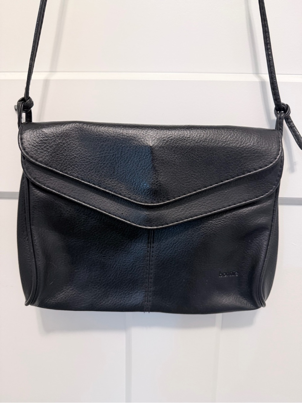 Classic Black Leather Crossbody Shoulder Bag